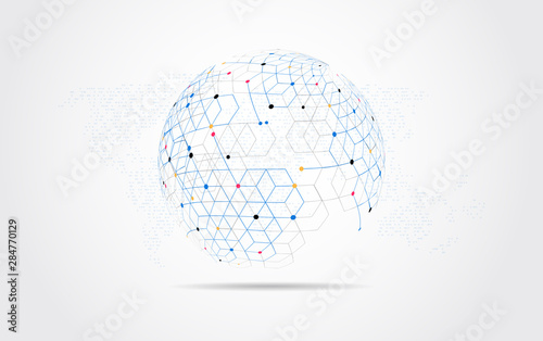 Global network connection. World map point and line composition concept of global business. Vector Illustration