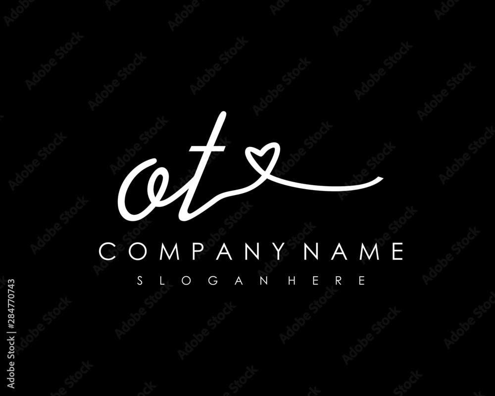 OT Initial handwriting logo vector OT Initial handwriting logo vector