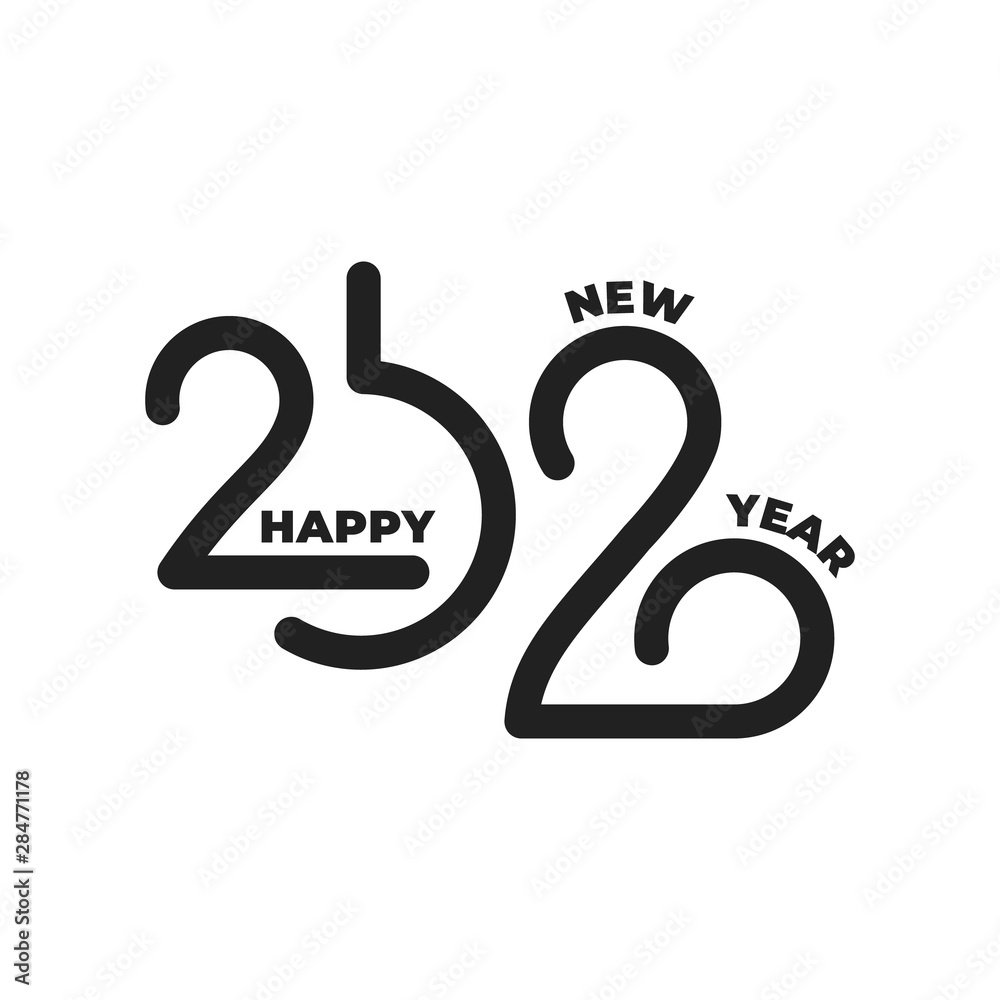 Fototapeta premium 2020 Happy New Year. Winter holiday lettering typography logo for New Year 2020 celebration