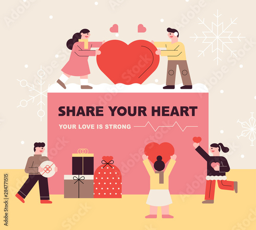 People who make love with their neighbors. Donation concept illustration. flat design style minimal vector illustration.