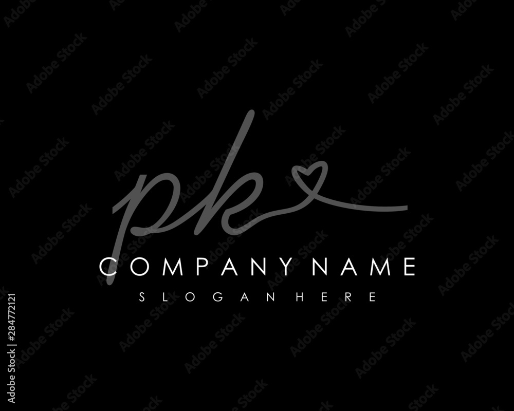  PK Initial handwriting logo vector