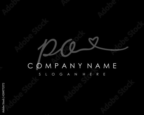  PO Initial handwriting logo vector