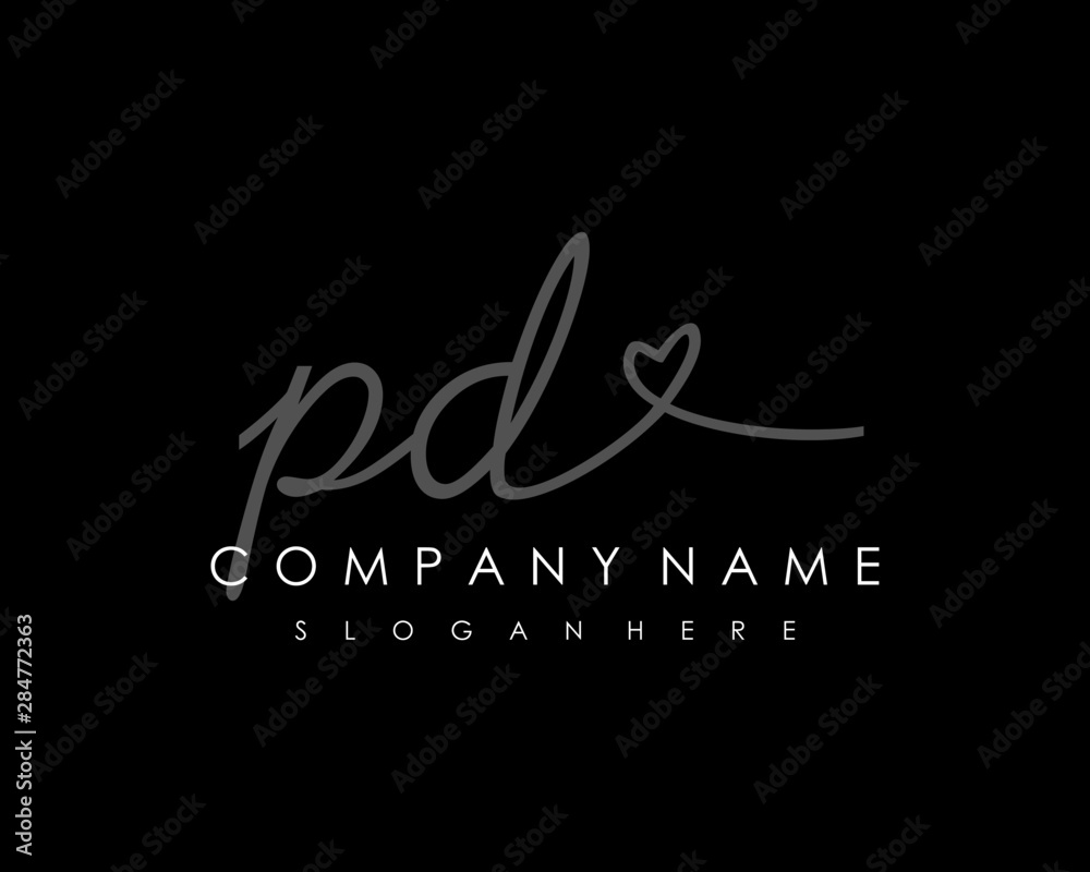  PD Initial handwriting logo vector