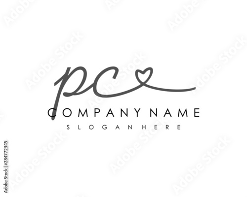  PC Initial handwriting logo vector