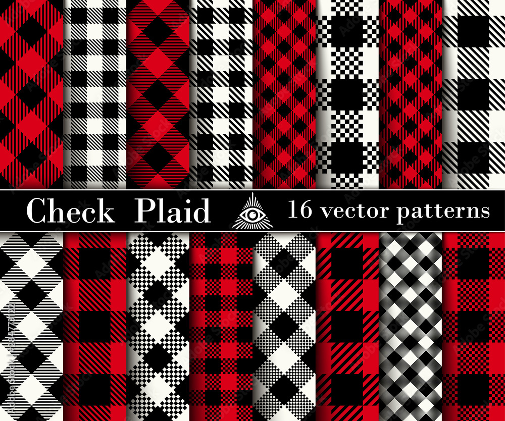 Set Check Plaid Seamless Patterns Backgrounds. Set Check Plaid Seamless Patterns Backgrounds.