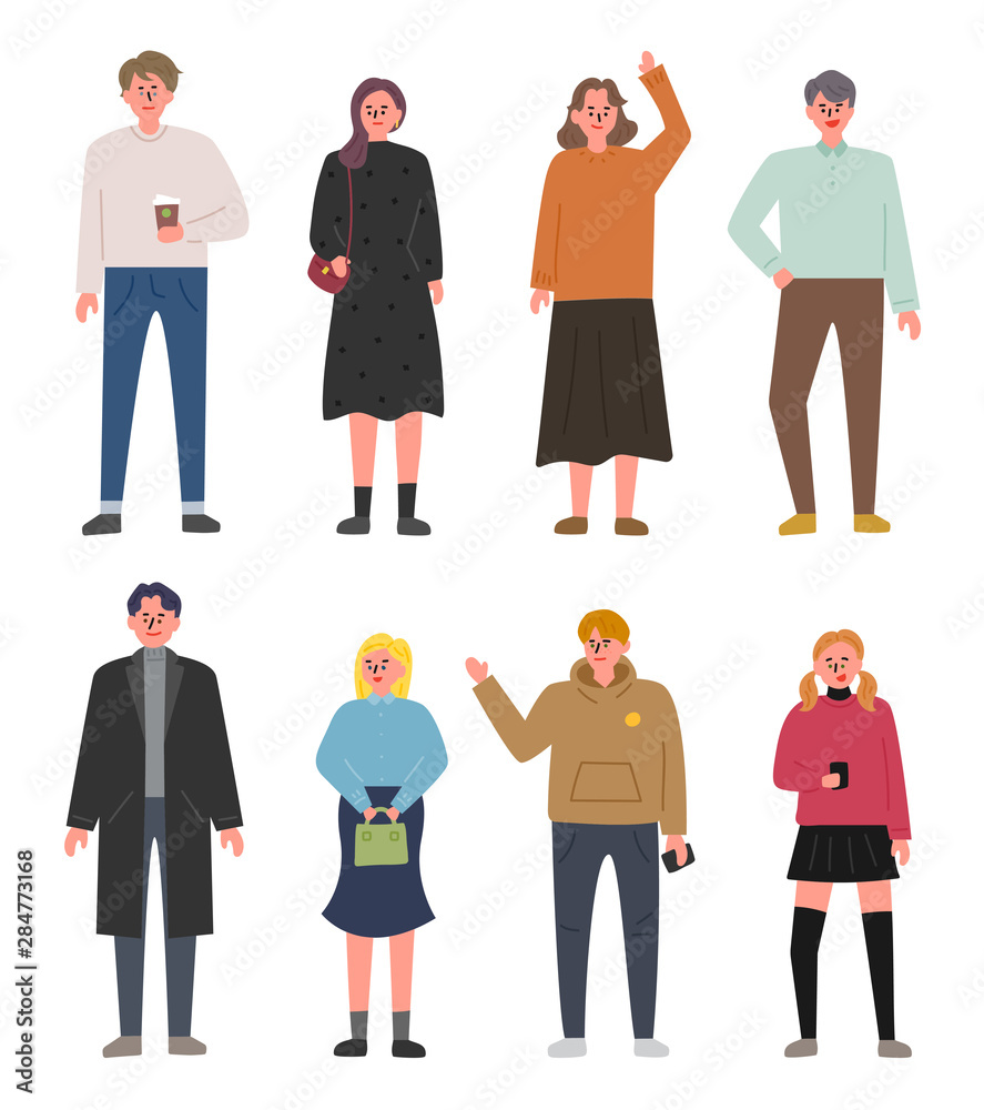 People characters in various fashion styles. flat design style minimal vector illustration.