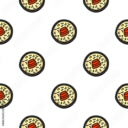 Seamless pattern with maki sushi.