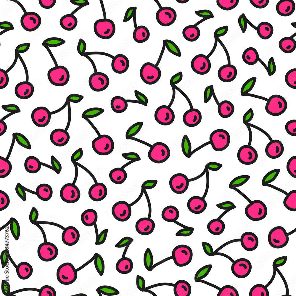 Seamless pattern with cherries. Seamless pattern with cherries.