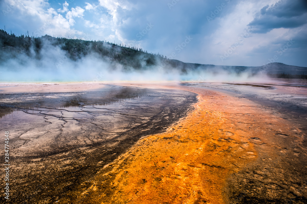 Steam Rises from Grand Prismatic - 2 Steam Rises from Grand Prismatic - 2