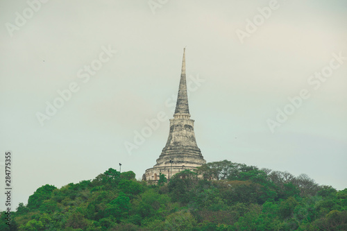 Pagoda on mountain top at Khao Wang Palace or Phra Nakhon Khiri Historical Park in Petchaburi  Thailand.