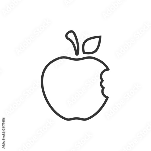 Apple bitten contour icon Vector isolated image