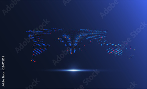 Global network connection. World map point and line composition concept of global business. Vector Illustration