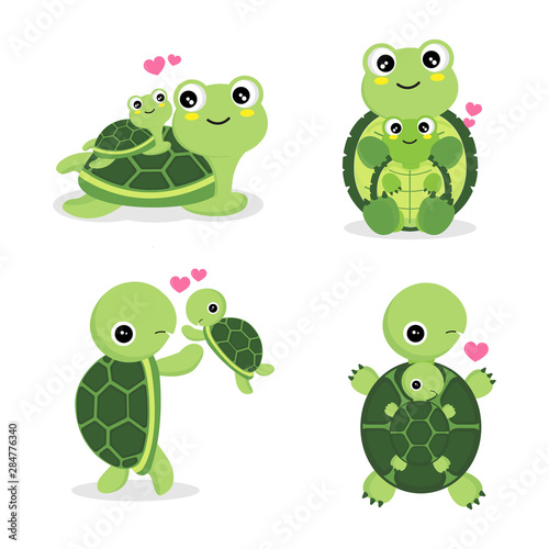 Mom turtle and baby for Mother's Day concept.