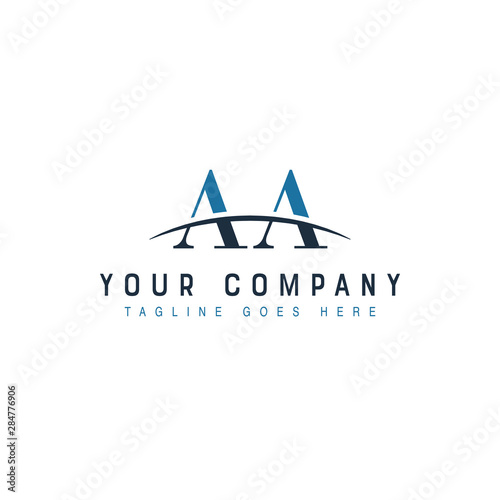 Initial letter AA, overlapping movement swoosh horizon logo company design inspiration in blue and grey color vector