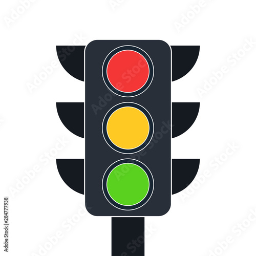 Traffic lifgt icon isolated on white background. Vector flat design