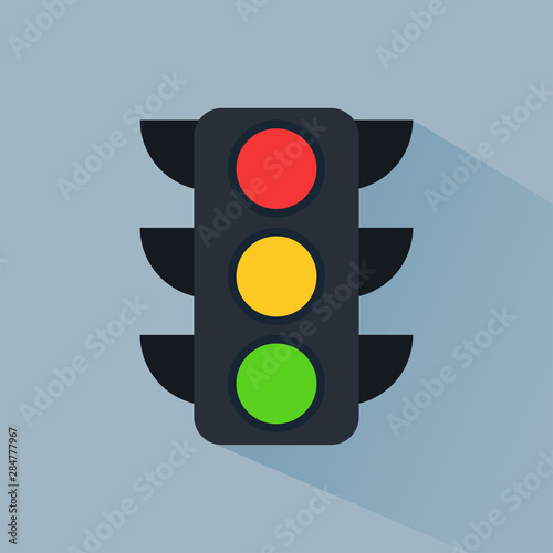 Traffic lifgt icon isolated on white background. Vector flat design