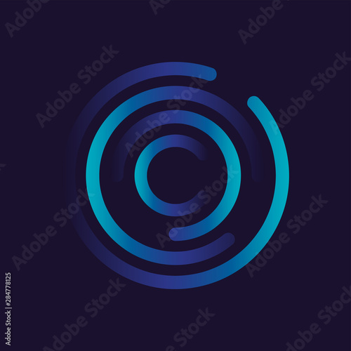 Creative connection icon logo design. Circular network data. Geometric structure dot and line connection. Vector illustration photo