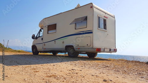 caravan car by the sea holidays in summer