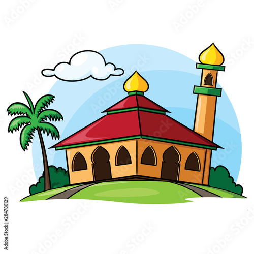 Moslem Mosque Building Cartoon