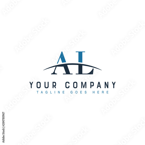 Initial letter AL, overlapping movement swoosh horizon logo company design inspiration in blue and gray color vector