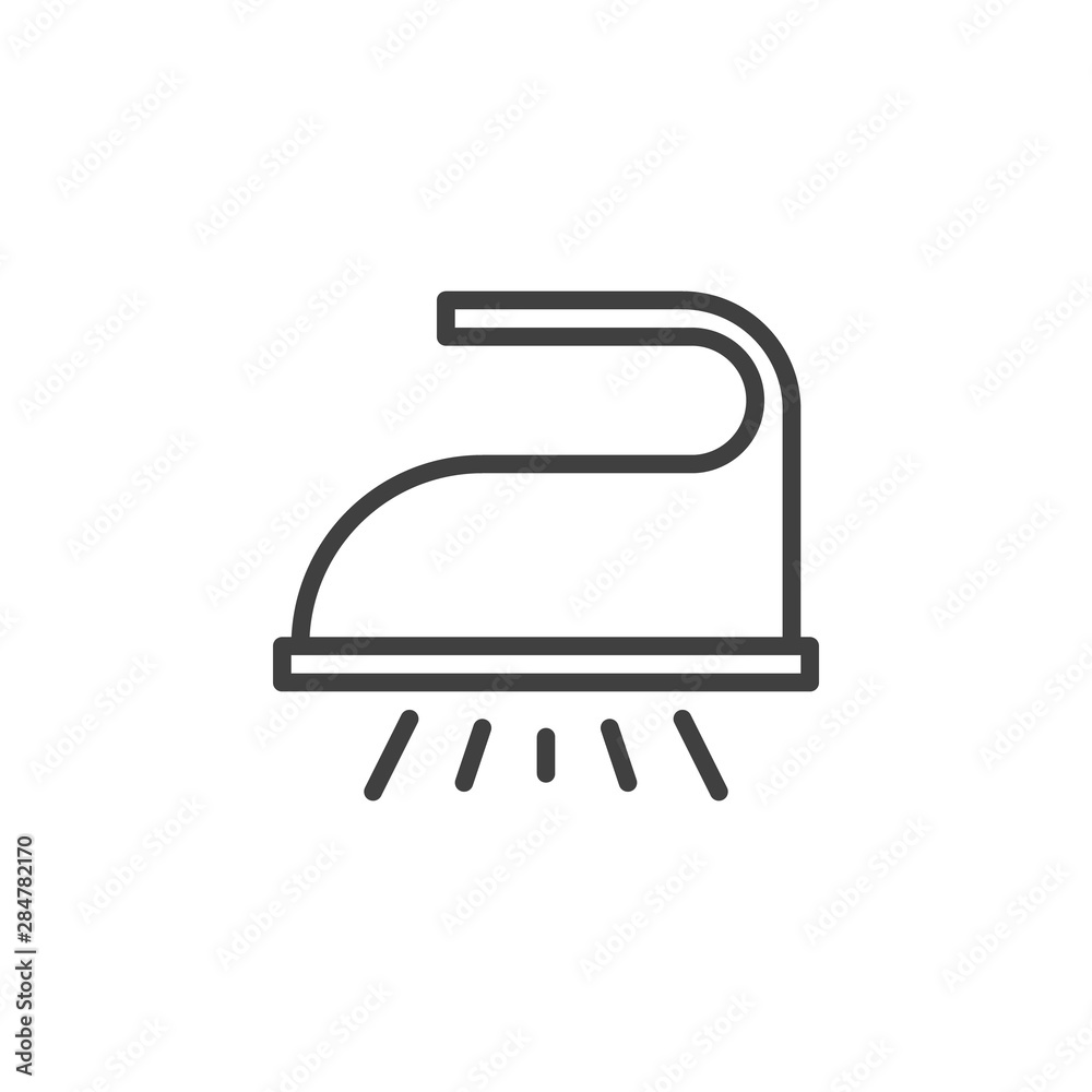 Steam iron instruction line icon. linear style sign for mobile concept and web design. Steam ironing outline vector icon. Laundry symbol, logo illustration. Vector graphics Steam iron instruction line icon. linear style sign for mobile concept and web design. Steam ironing outline vector icon. Laundry symbol, logo illustration. Vector graphics