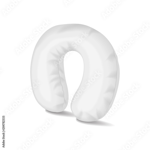 Realistic White Blank Travel Pillow for Neck. Empty Template Mockup. Vector illustration