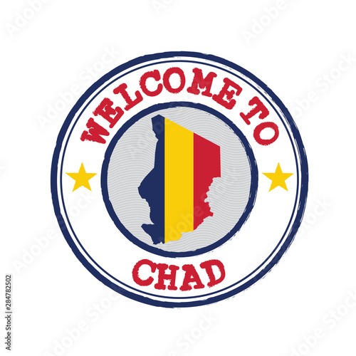 Free Download Vector stamp of welcome to Chad with map outline of the nation in center. - GFXLoad