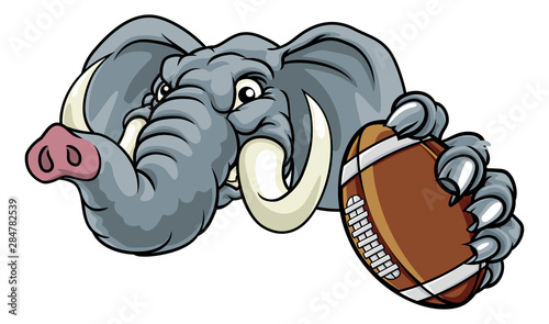 Photography An elephant American Football sports animal mascot holding a ball