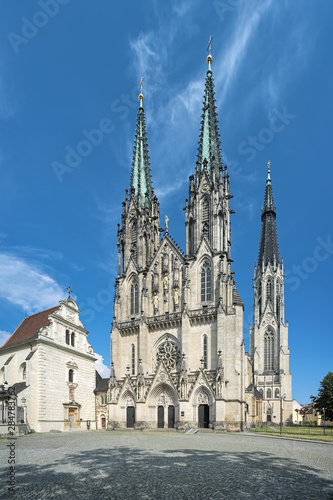 St Wenceslas Cathedral and Chapel of St Anna in Olomouc, Czech Republic. The cathedral was consecrated in 1131. Present neo-Gothic appearance is from 1883-1892. The chapel is first mentioned in 1349..