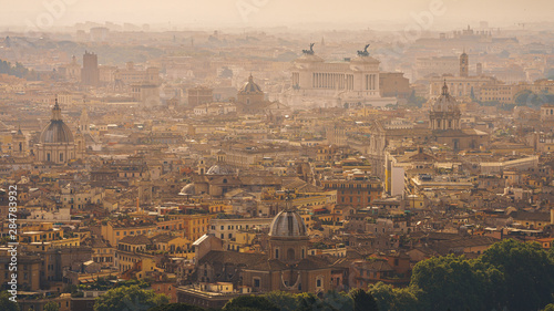Panoramic aerial view of Rome from the top of Saint Peter's Basilica