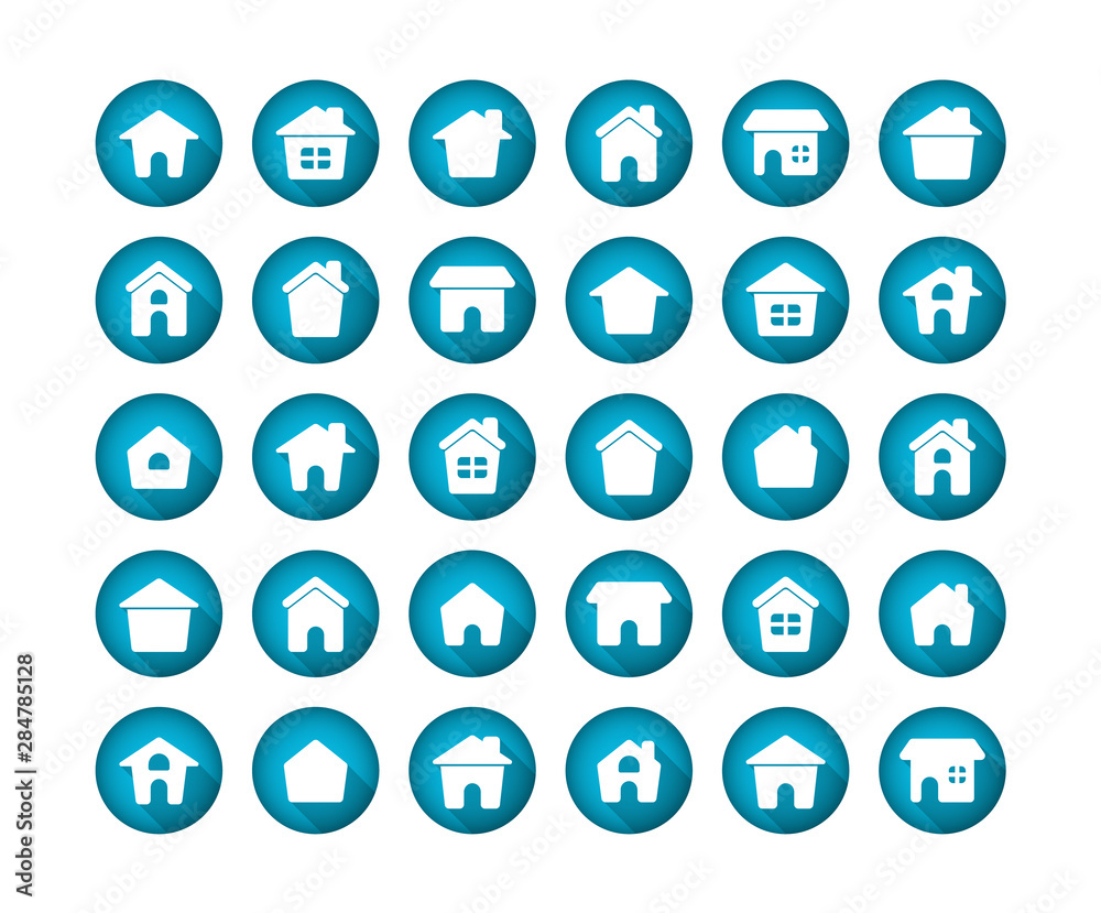 Home Flat Long Shadow Icon Set on white background. Home Flat Long Shadow Icon Set on white background.