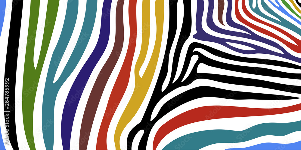 Print zebra pattern texture tiger stripe white red blue green yellow black jungle safari print multicolor