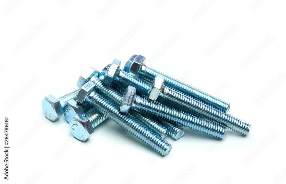 Screws isolated on white close up view . Screws isolated on white close up view .