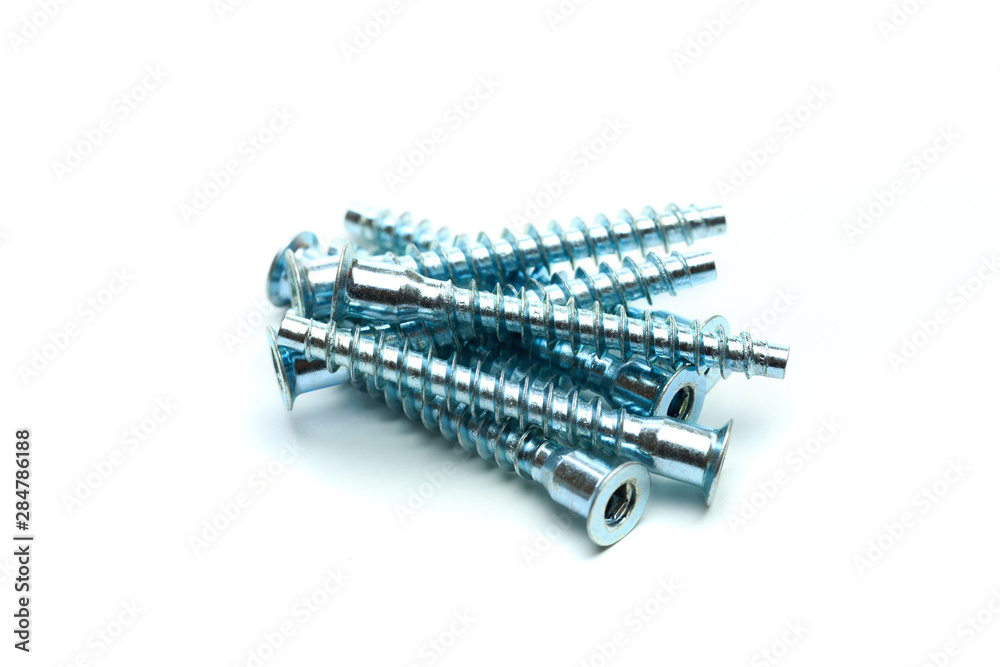 Screws isolated on white close up view . Screws isolated on white close up view .