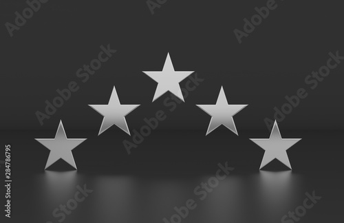 Fototapeta Naklejka Na Ścianę i Meble -  Rating review icon on isolated white background, 5 Star rating symbol, 3d illustration