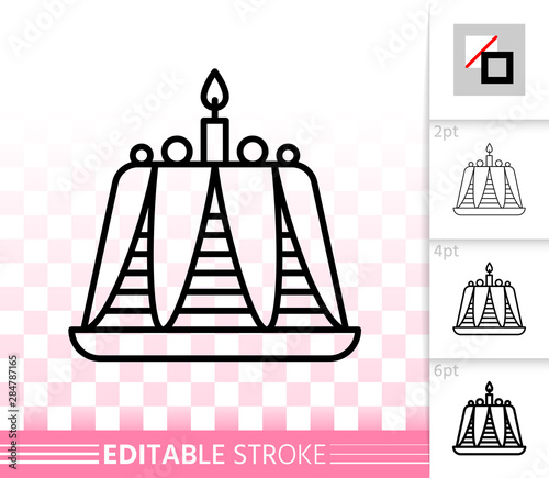 Cake birthday candle simple thin line vector icon