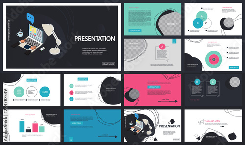 Template is the best as a business presentation, used in marketing and advertising, flyer and banner, the annual report. Elements on a dark background