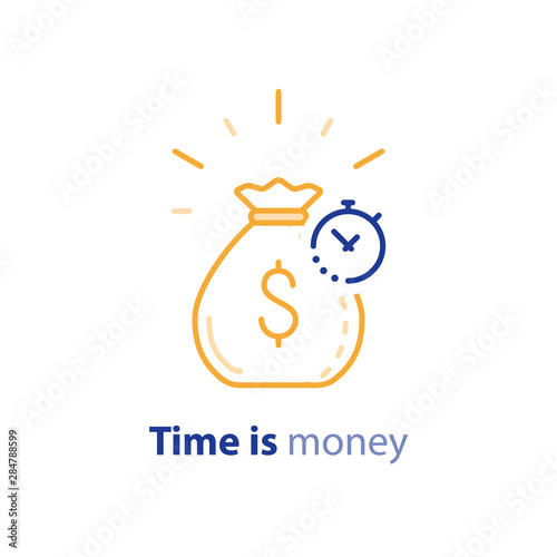 Long term investment, return on investing money, pension fund planning line icon
