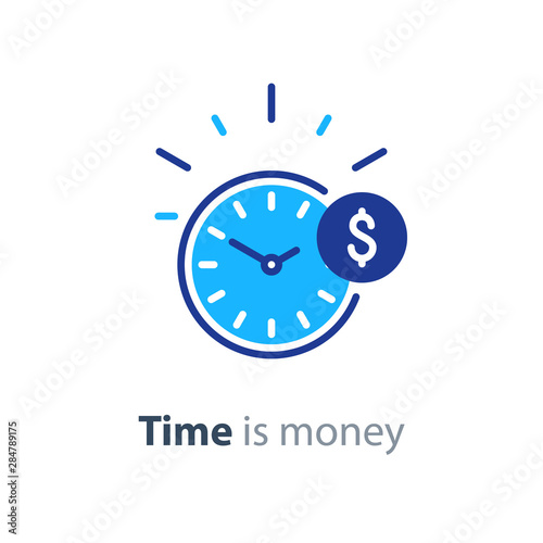Financial concept, money investment, time is money line icon