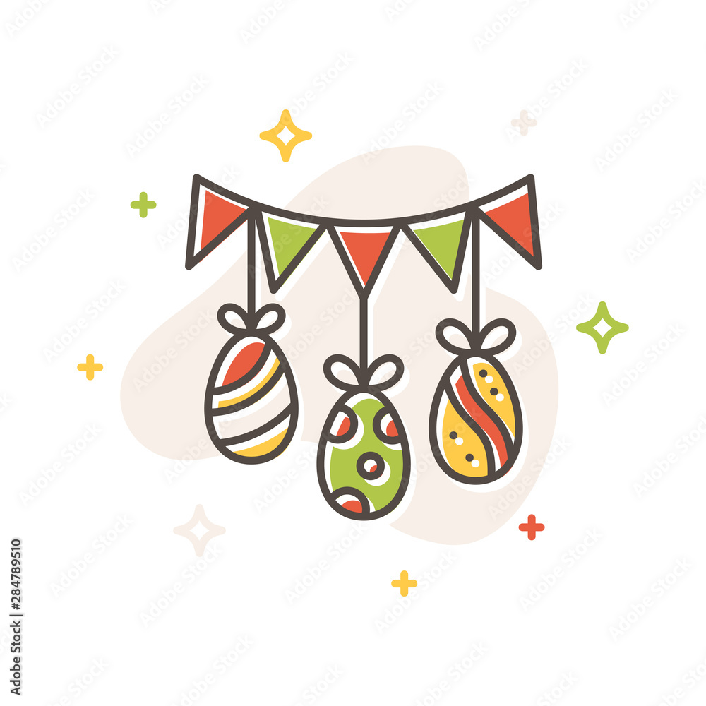 Easter egg garland flag filled outline vector icon