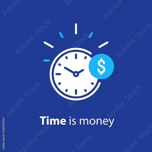 Financial concept, money investment, time is money line icon