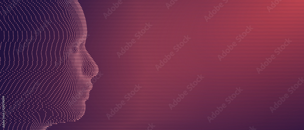 Side view dotted face with scanlines background - obrazy, fototapety, plakaty 