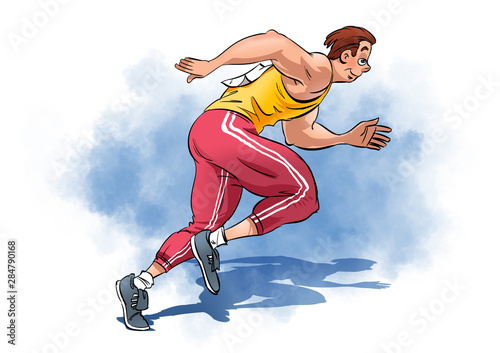 young athlete at the start of jogging