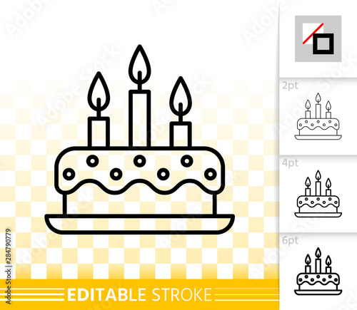 Cake birthday candle simple thin line vector icon