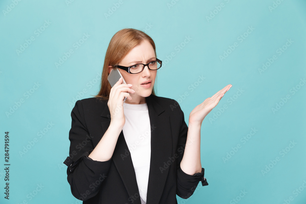 Stressed unhappy woman with phone. Bad news concept Stressed unhappy woman with phone. Bad news concept