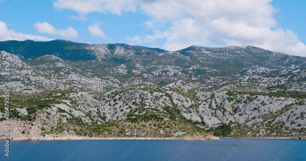 Velebit channel landscape between island Pag and land Velebit channel landscape between island Pag and land