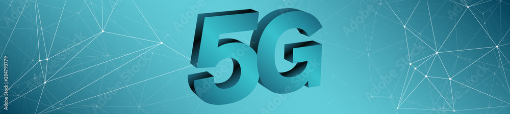 Wide banner abstract lines connected and 5g symbol Wide banner abstract lines connected and 5g symbol