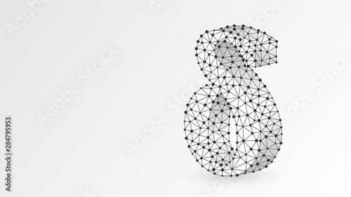 Delta, the letter of a Greek alphabet. Greek numerals, mathematical number four concept. Abstract, digital, wireframe, low poly mesh, vector white origami 3d illustration. Triangle, line, dot