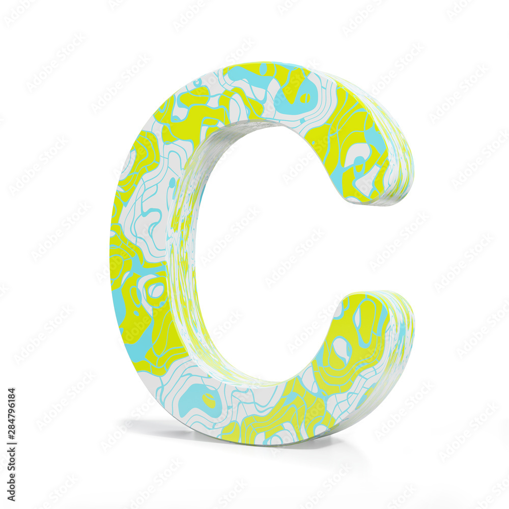 3D rendering letter C on white background. Signs and symbols. Colorful Alphabet. Textured materials. 3D rendering letter C on white background. Signs and symbols. Colorful Alphabet. Textured materials.
