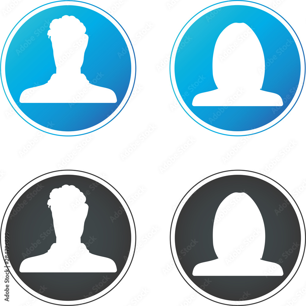 Set of hand drawn male, Avatar profile icon (or portrait icon).User flat avatar icon, sign, profile people symbol, web